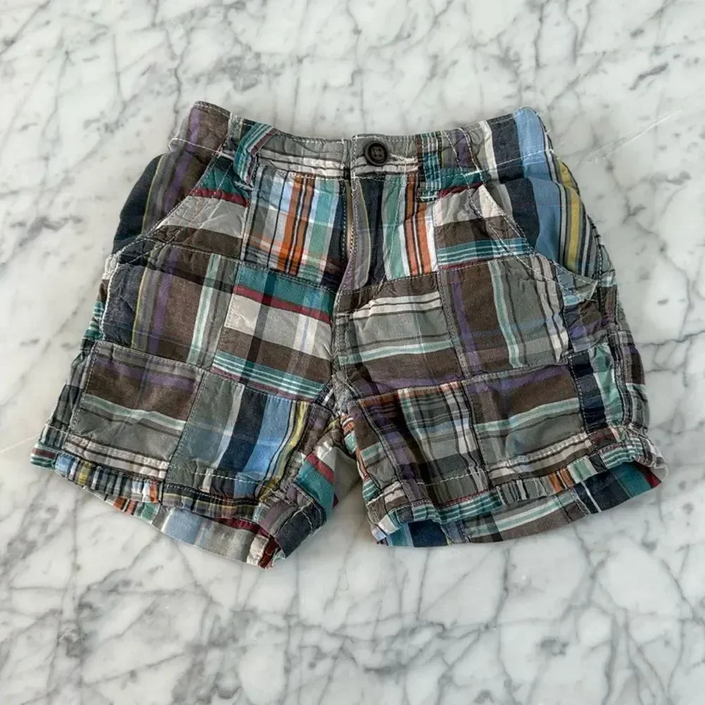 Plaid Patchwork Y2K Preppy Shorts Sz 18 Mo